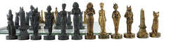 Egyptian Gods Monuments King Tut & Nefertiti Chess Pieces Glass Board Set-3
