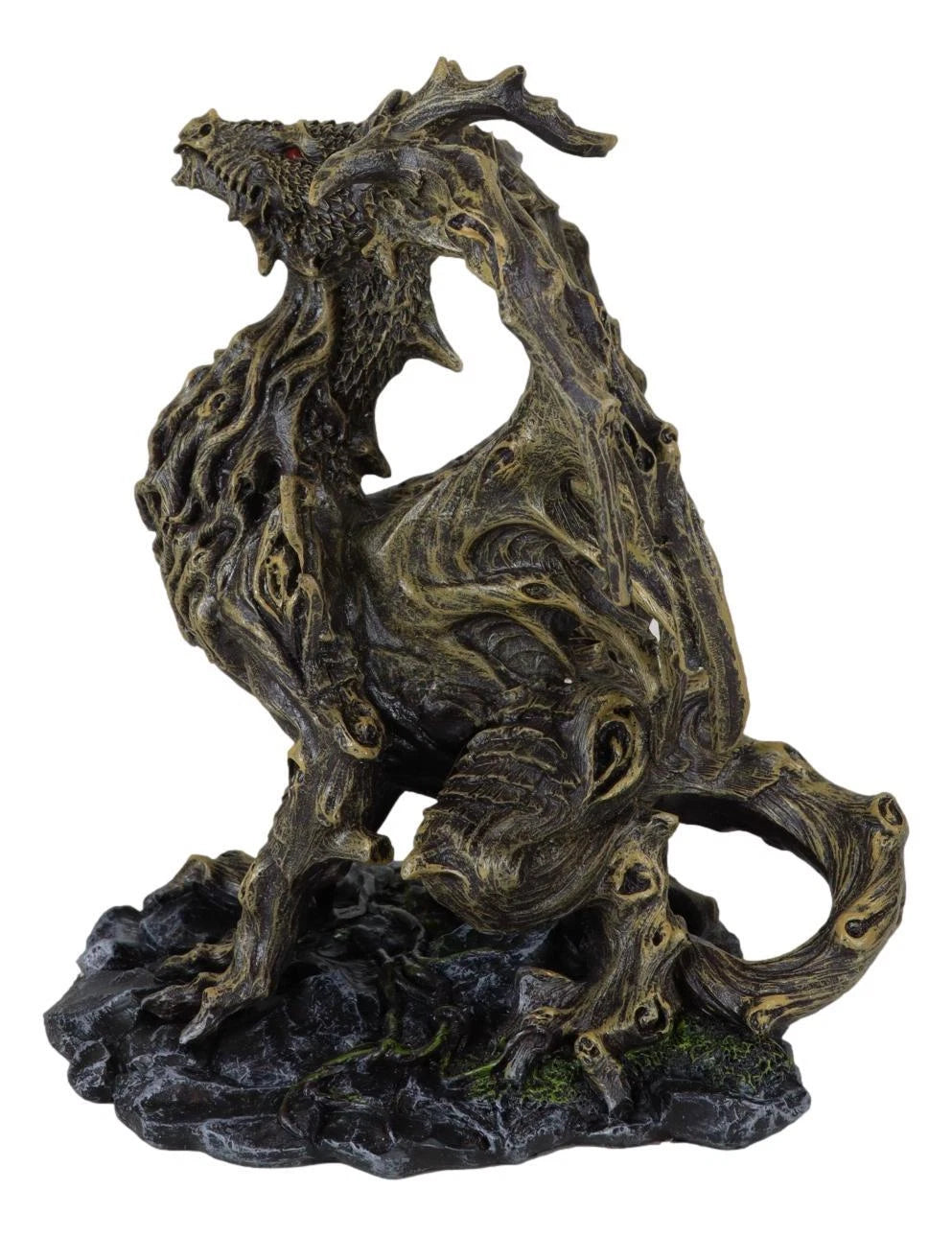 Forest Tree Ent Greenman Dendritic Dragon with Red Blood Moon Eyes Figurine-8