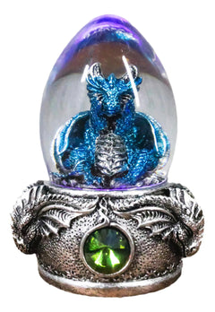 See No Evil Blue Wyrmling Dragon In Colorful LED Acrylic Glass Egg Figurine-8