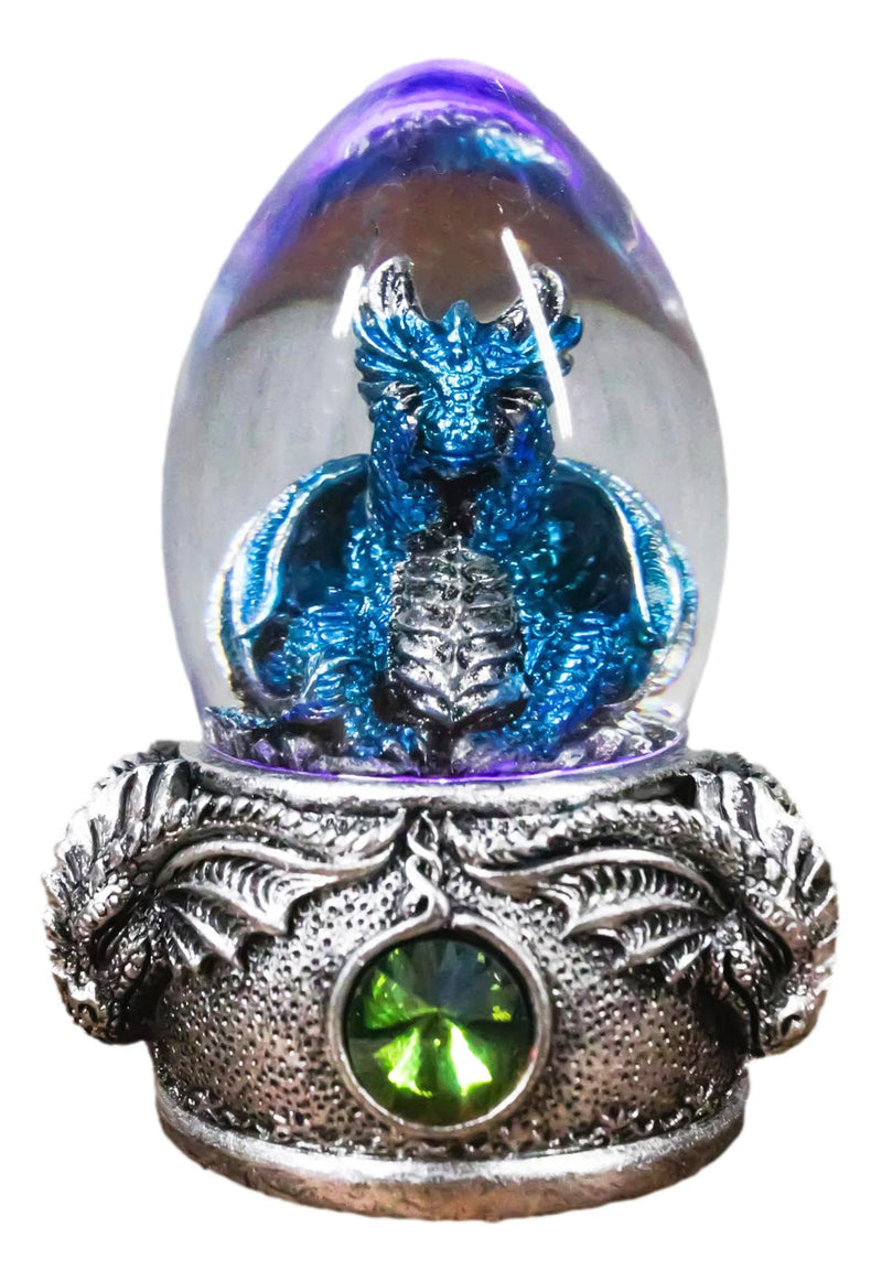 See No Evil Blue Wyrmling Dragon In Colorful LED Acrylic Glass Egg Figurine-8