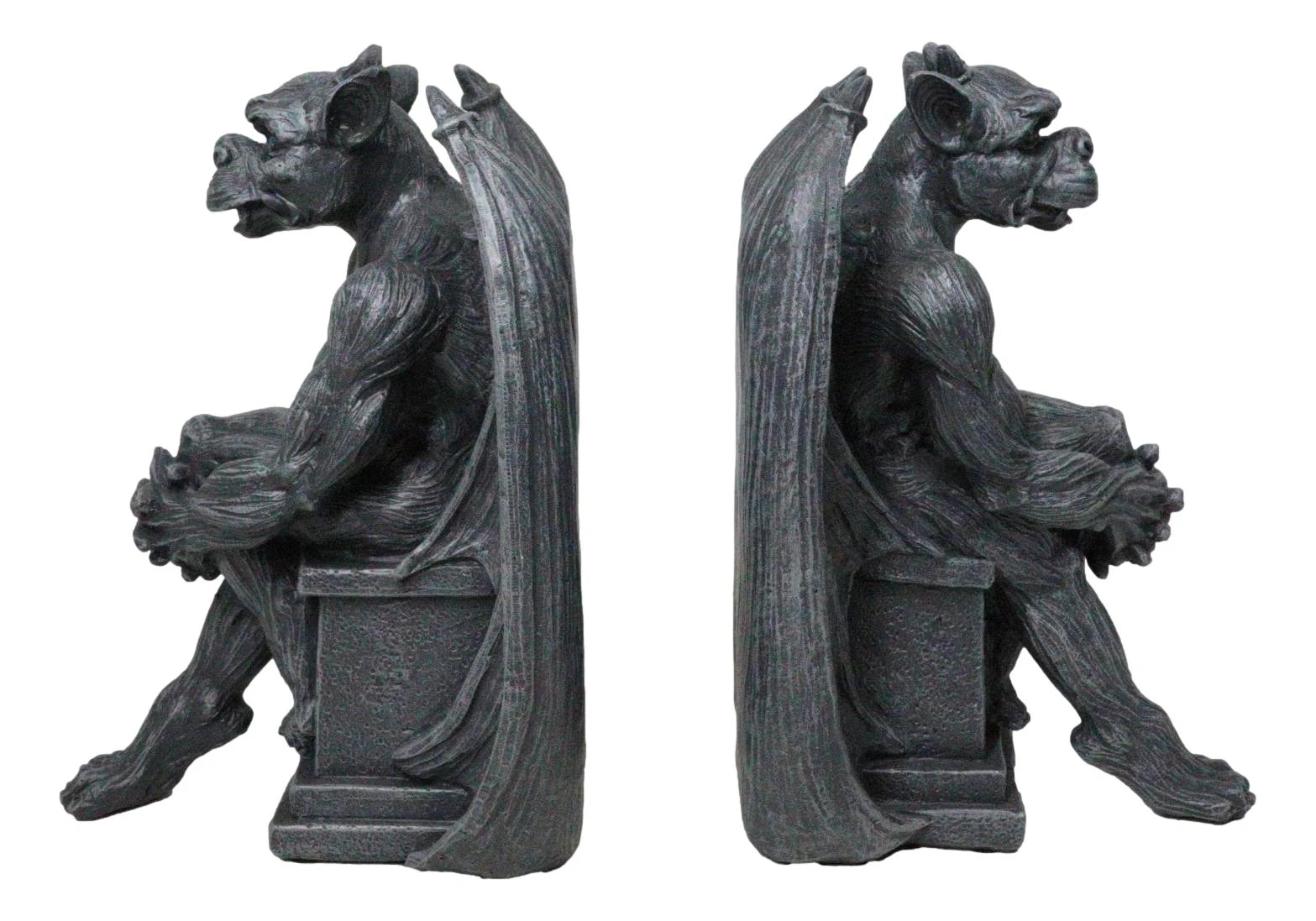 Conjunto de figuras de sujetalibros con gárgolas, centinelas y pedestales de la gárgola gótica de la noche-8
