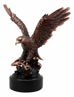 Wings of Glory Bald Eagle With American Flag Bronze Electroplated Figurine-4