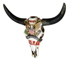 Western Veteran USA Great Seal Eagle Emblem Patriotic Cow Skull Wall Decor-5