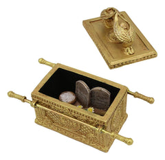 Matte Gold Ark Of The Covenant Model With Contents Figurine Decorative Box 1:16-10