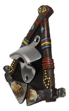 Southwestern Feathers With Double Hand Axes Tribal Indian Wall Bottle Opener-6