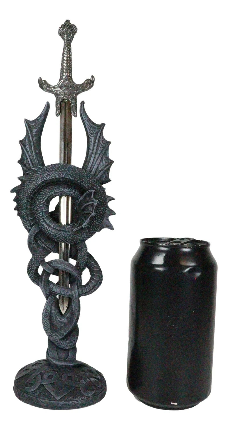 Celtic Beowulf Slitherin Dragon Holding Excalibur Sword Letter Opener Figurine-4