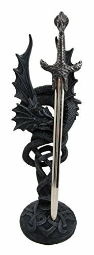 Celtic Beowulf Slitherin Dragon Holding Excalibur Sword Letter Opener Figurine-5