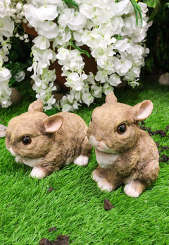 Set Of 2 Whimsical Cute Baby Bunny Rabbits Pet Pal Fairy Garden Figurines-2