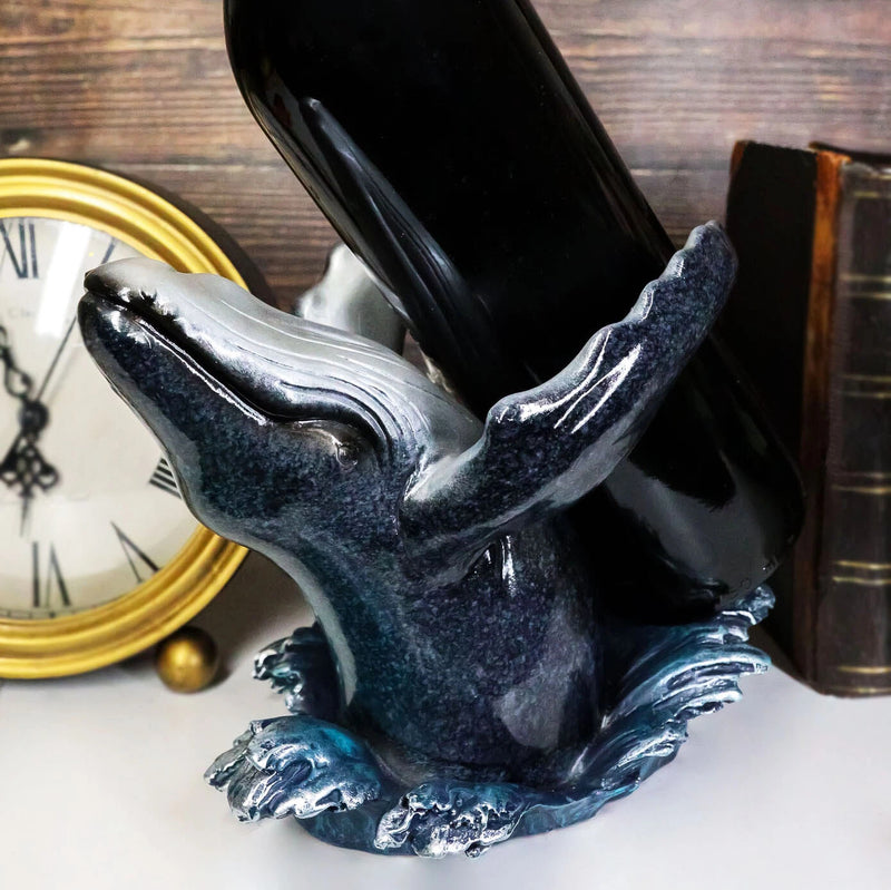 Nautical Ocean Marine Leaping Baleen Humpback Whale Wine Bottle Holder-2