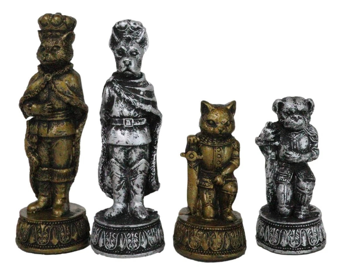 Royal Pet Cats Versus Dogs Chess Animal Character Pieces With Glass Board Set-9