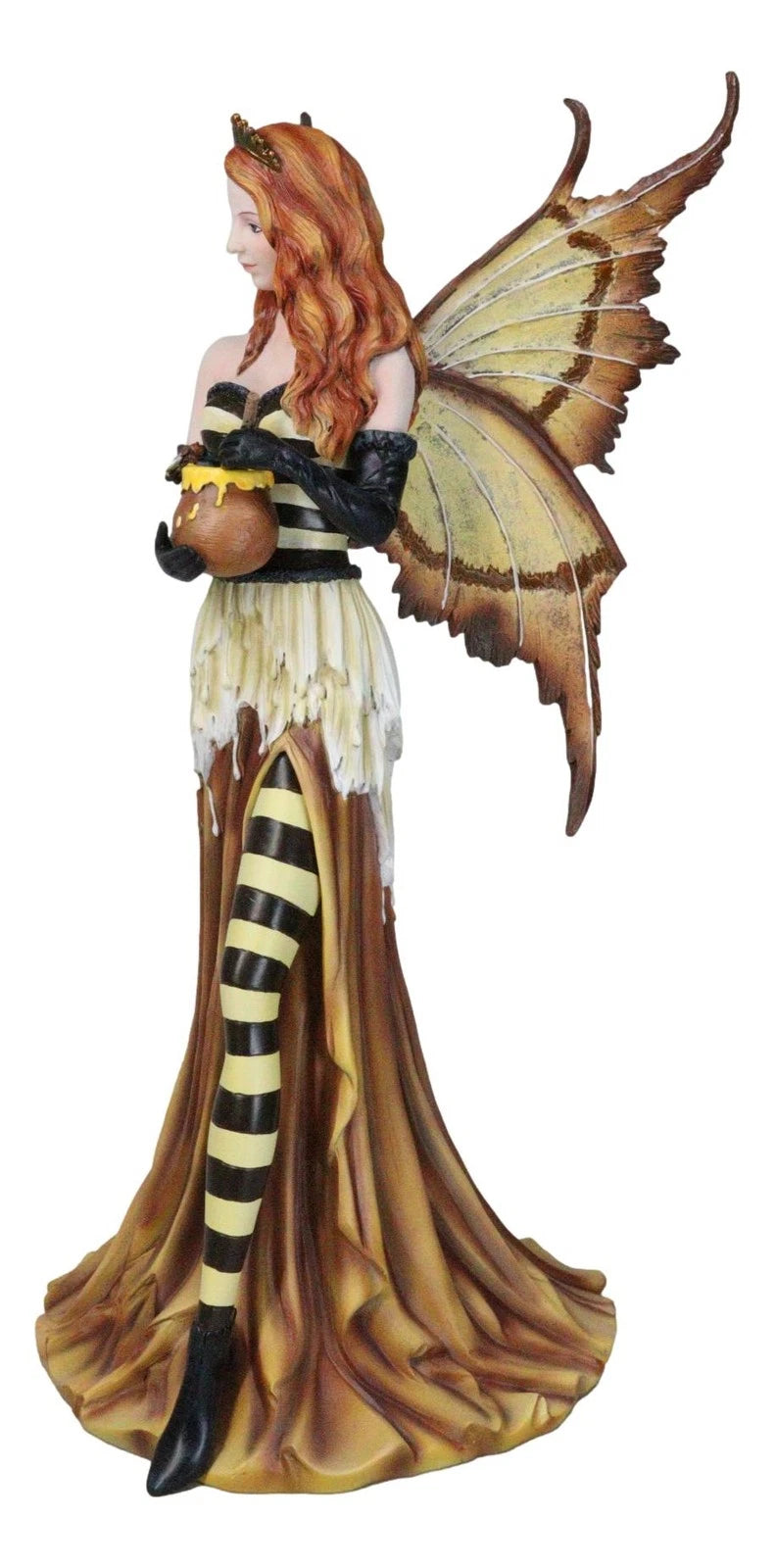 Estatua grande de 45 cm de altura de una reina de fantasía, abejorro, hada madre con tarro de miel-7
