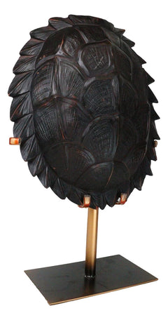 Large Nautical Marine Jagged Shell Faux Sea Turtle Sculpture With Pole Stand-7