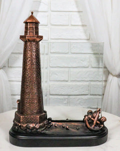 Nautical Marine Lighthouse And Ship Anchor Figurine With 5"X7" Engravable Glass-1