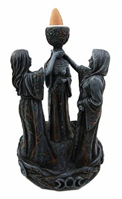 Triple Goddess Maiden Mother & Crone Backflow Cone Incense Burner-7