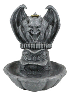 Gothic Chimera Gargoyle On Fountain Pedestal Backflow Incense Cone Burner Decor-2