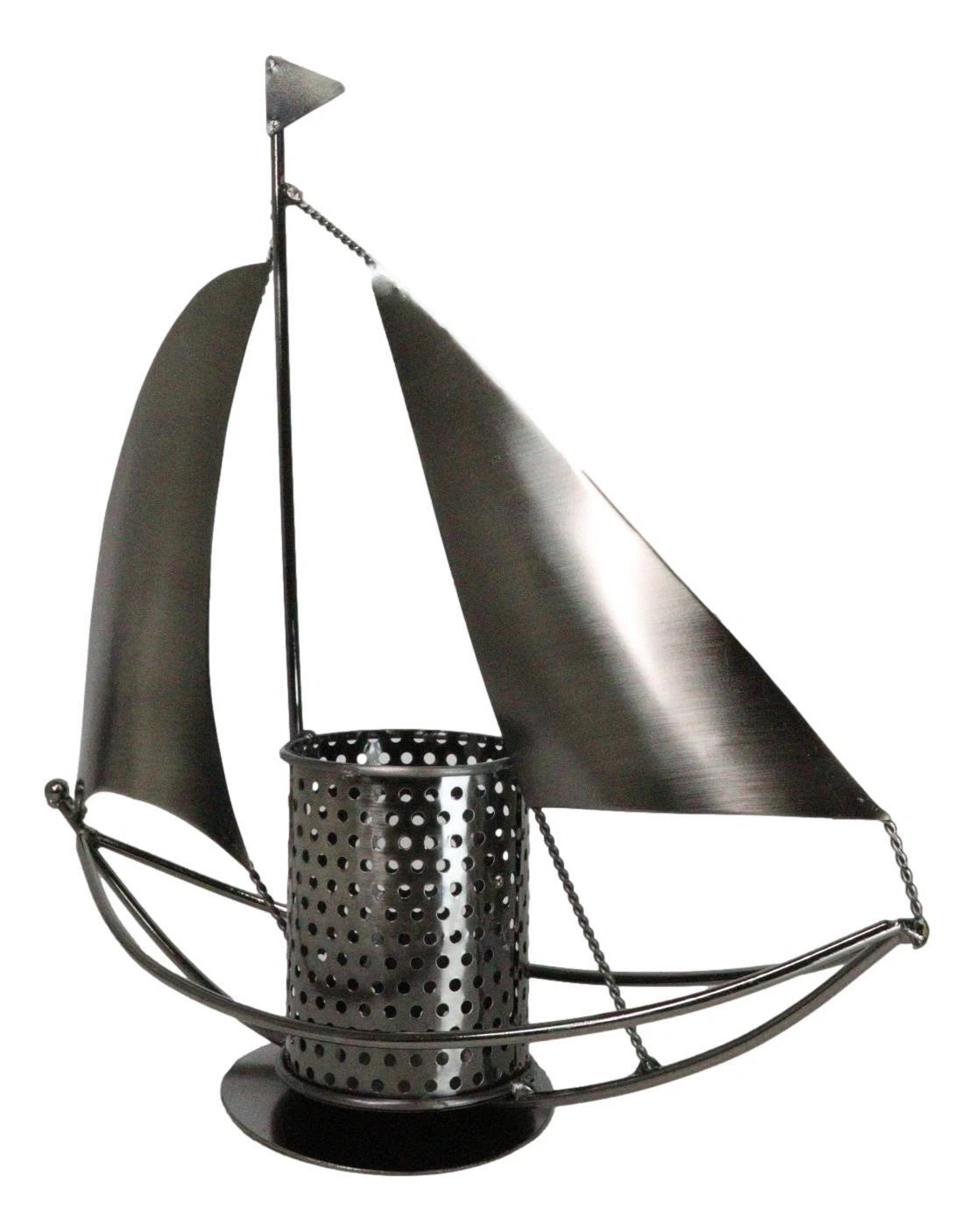 Nautical Ocean Sailboat Hand Made Steel Metal Office Stationery Organizer Holder-7