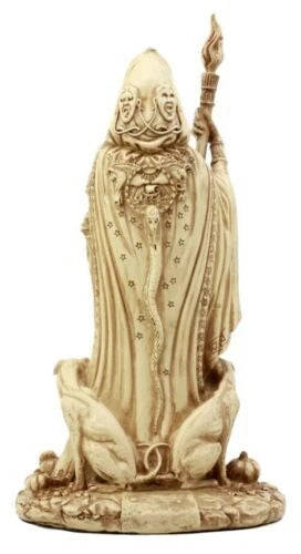 Ivory Hecate Statue Greek Goddess Hekate with She-Dogs Figurine 10.75" H-5