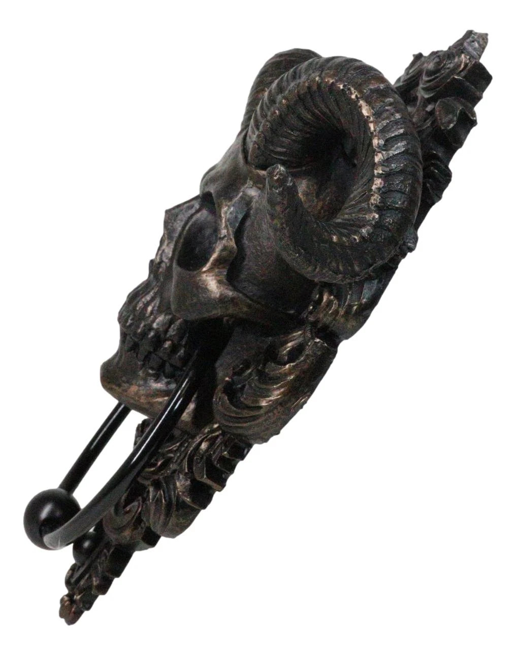 Baphomet Horned God Skull Hanging Door Knocker with Built in Striker Plate-9
