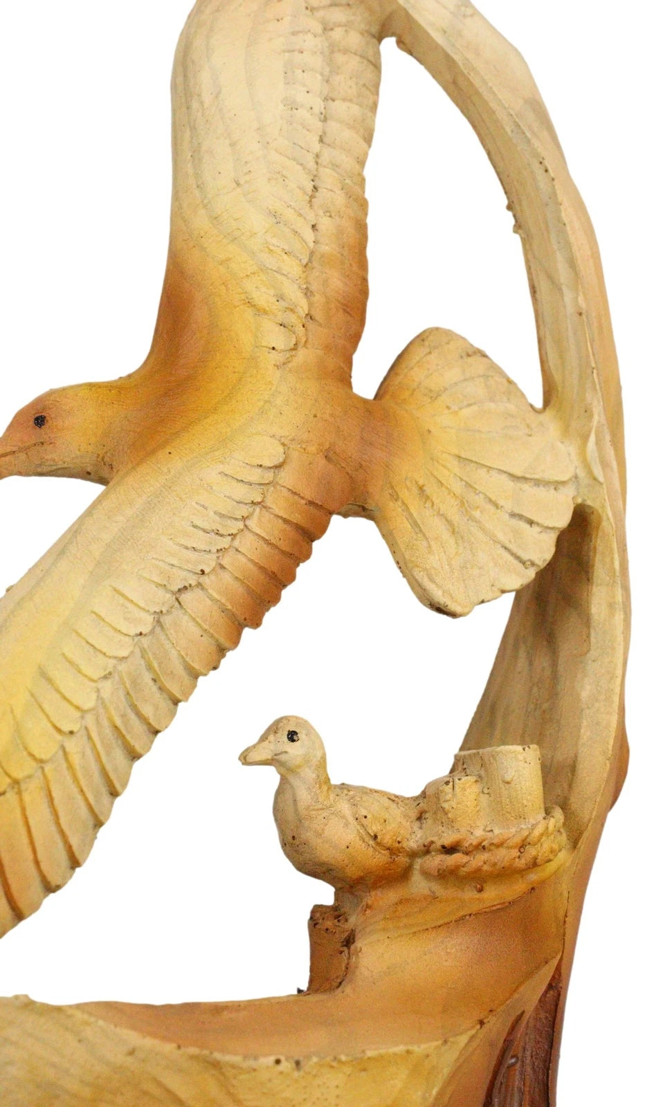 Lifelike Patriotic American Bald Eagle with Eaglets in Nest Faux Wood Figurine-6
