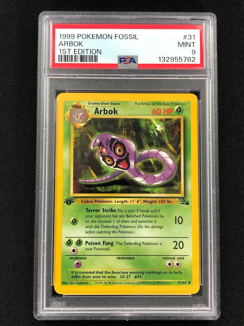 Pokemon 1999 Arbok 1st 31/62 Fossil PSA 9 Mint-1
