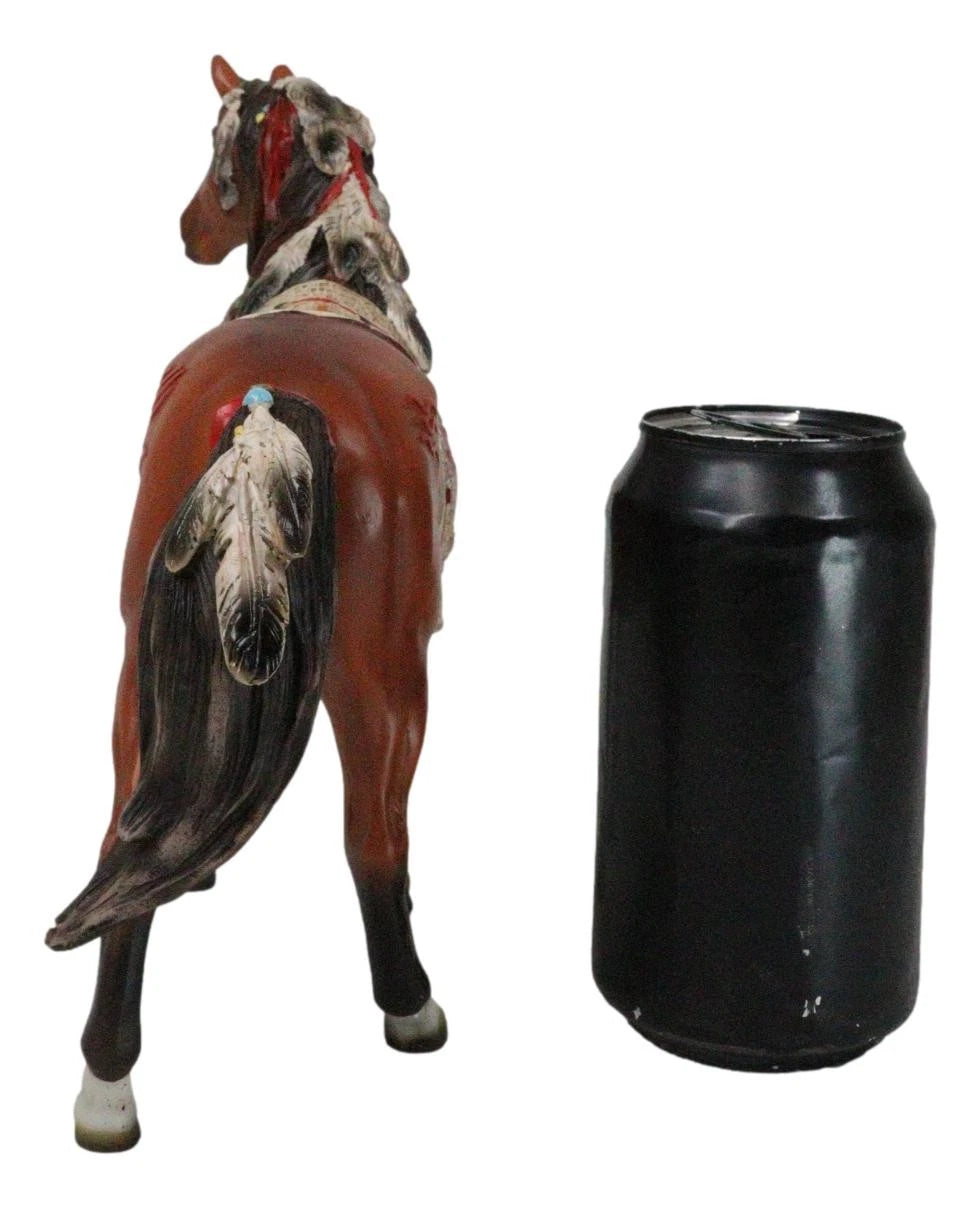 Estatua artesanal de caballo espiritual con sillín tapizado pintado, 24 cm de largo-10