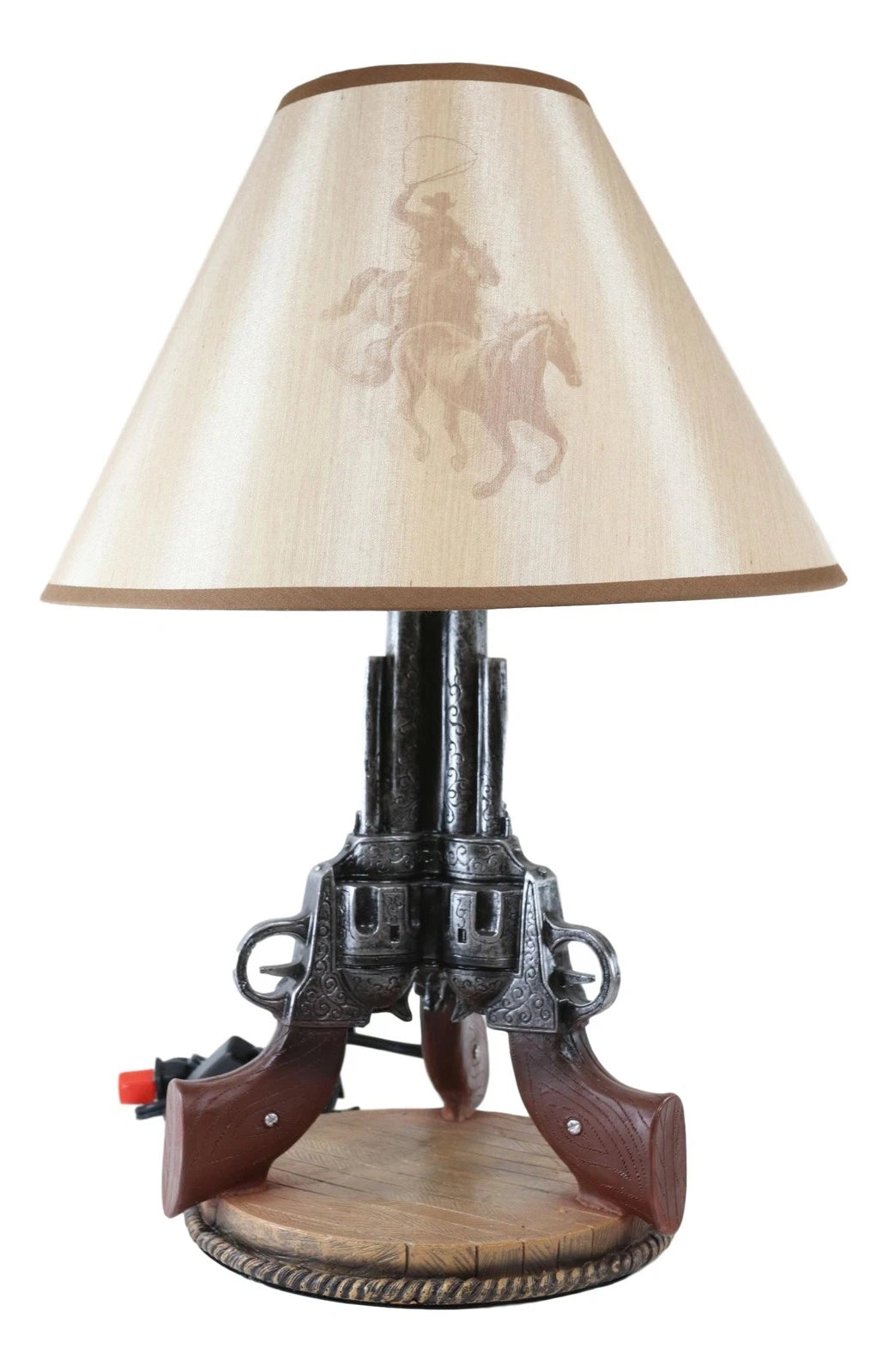 Western Wild West Triple Six Shooters Revolver Guns Side Table Lamp Statue Decor-8