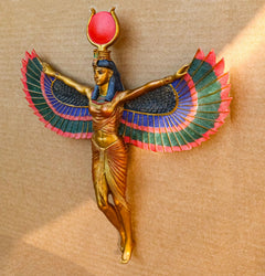 Ancient Egyptian Goddess Isis With Open Wings Wall Decor Isis Ra Deity Plaque-5