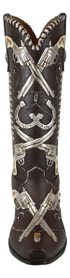 Six Shooter Pistols And Bullets Cowboy Boot Decorative Vase Planter Figurine-6