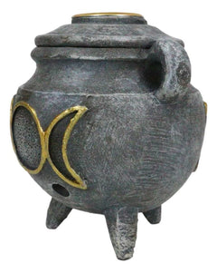 Witchcraft Wicca Triple Moon Goddess Cauldron Backflow Incense Holder Figurine-8