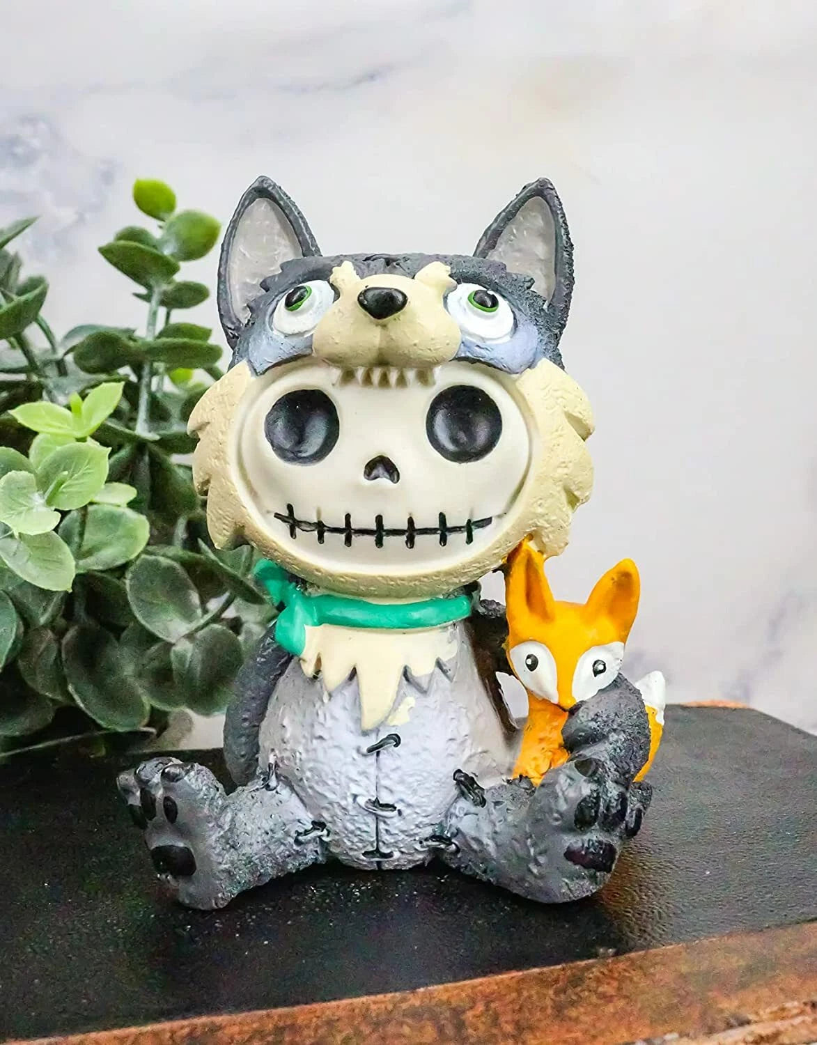 Furrybones Big Bad Wolf Figurine 3.5"H Hooded Wolfgang Costume Skeleton Monster-1