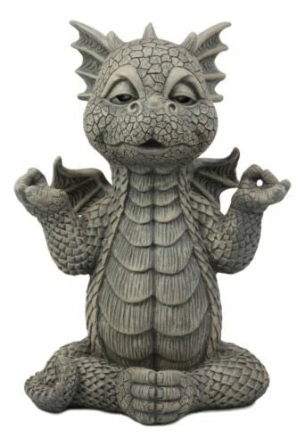 Whimsical Inner Peace Garden Yoga Asana Meditating Dragon Statue Decor Figurine-1
