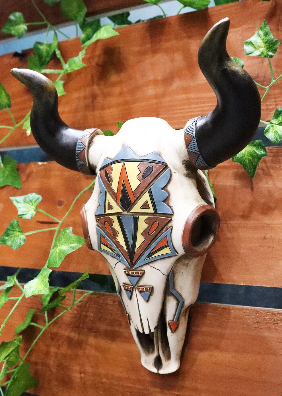 Rustic Western Southwest Vector Arrows Tiki Art Bison Bull Cow Skull Wall Decor-1