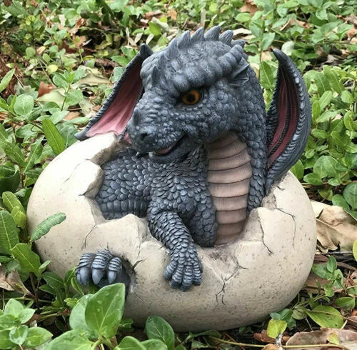Large Nightfury Baby Dragon Hatchling In Egg Statue 10"Long Legends And Fantasy-1