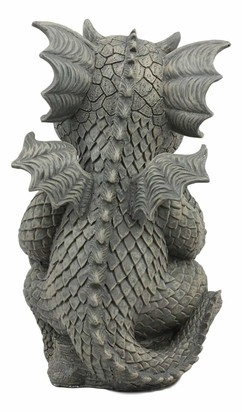 The Thinker Whimsical Garden Dragon Statue 10"H Cute Baby Dragon Winking Eye-6