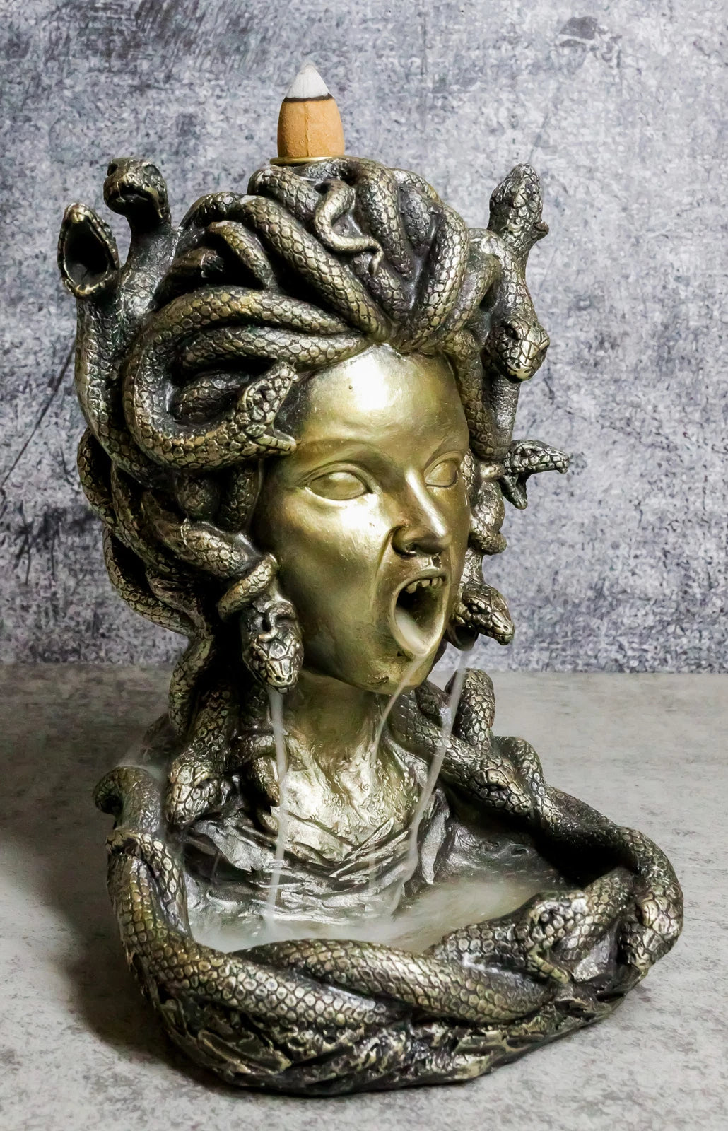 Greek Goddess Medusa with Snake Hairs Backflow Incense Cone Burner Figurine-7