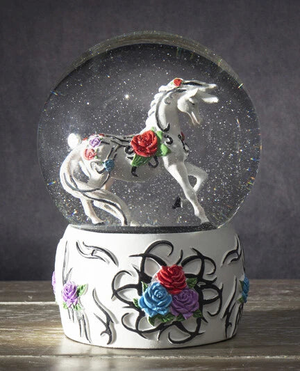 Sendero de ponis pintados, globo de agua con purpurina y caballo tribal rosa del jardín occidental-1