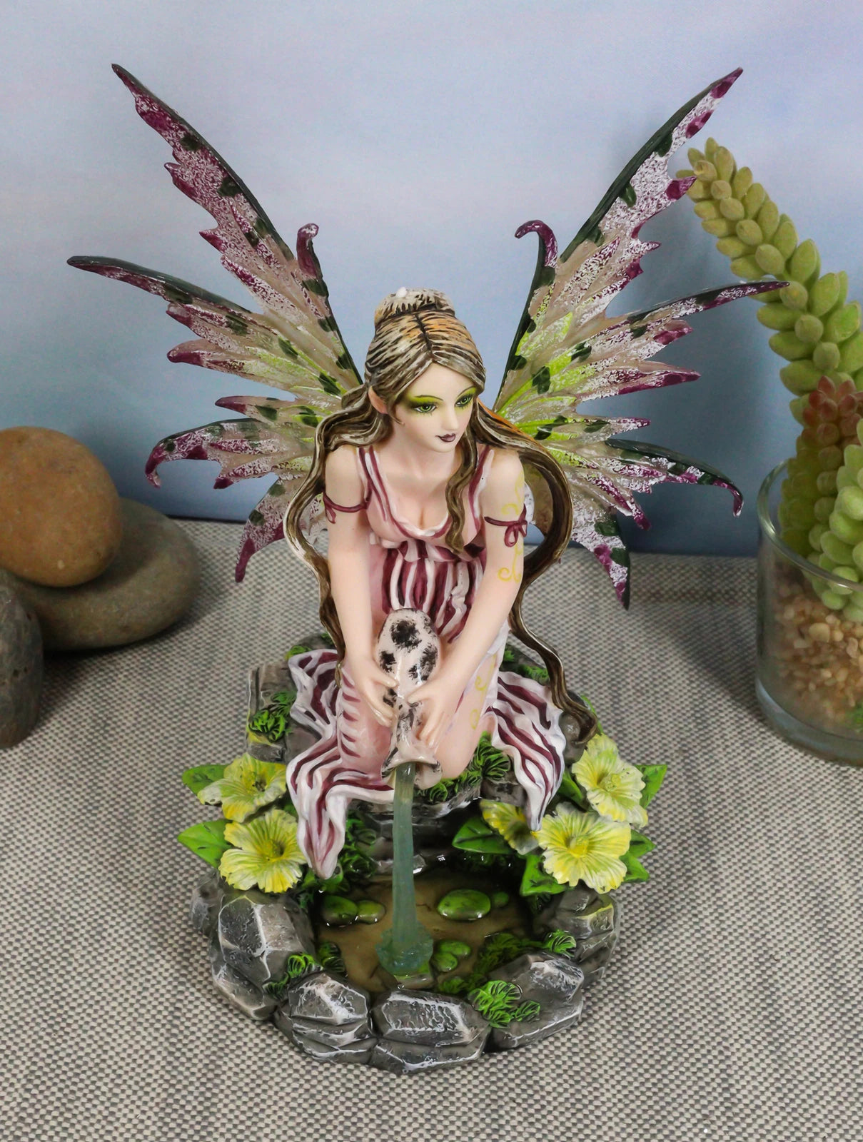 Mythical Goddess Moss Fairy With Elixir Of Youth By Sacred Lagoon Statue 8"Tall-2