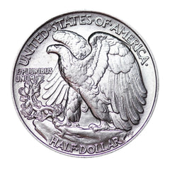 Moneda de medio dólar Walking Liberty de plata al 90 % brillante sin circular BU con fecha aleatoria-3