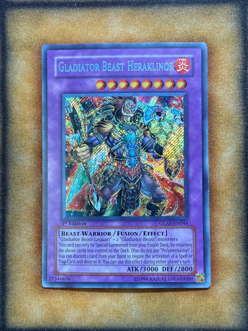 Yugioh Gladiator Beast Heraklinos GLAS-EN044 Secret Rare 1st Ed NM-1
