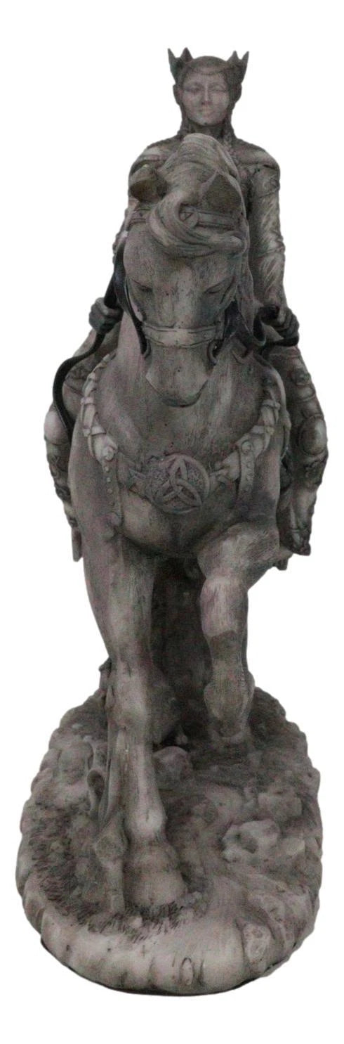 Celtic Moon Goddess Rhiannon Riding Horse in Arberth Clay Finish Figurine-9