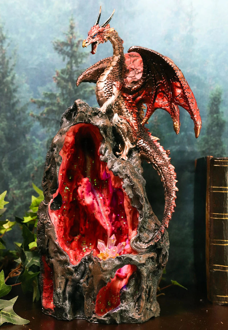 Sapphire Dragon On LED Crystal Mountain Backflow Incense Burner Figurine-2