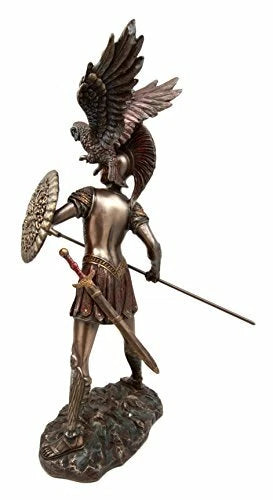 Athena Minerva With Wise Owl Statue Goddess Of Wisdom Sculpture 12"H-6