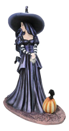 Amy Brown Halloween Pumpkin Gothic Ravenspell Crow Witch With Cane Figurine-9