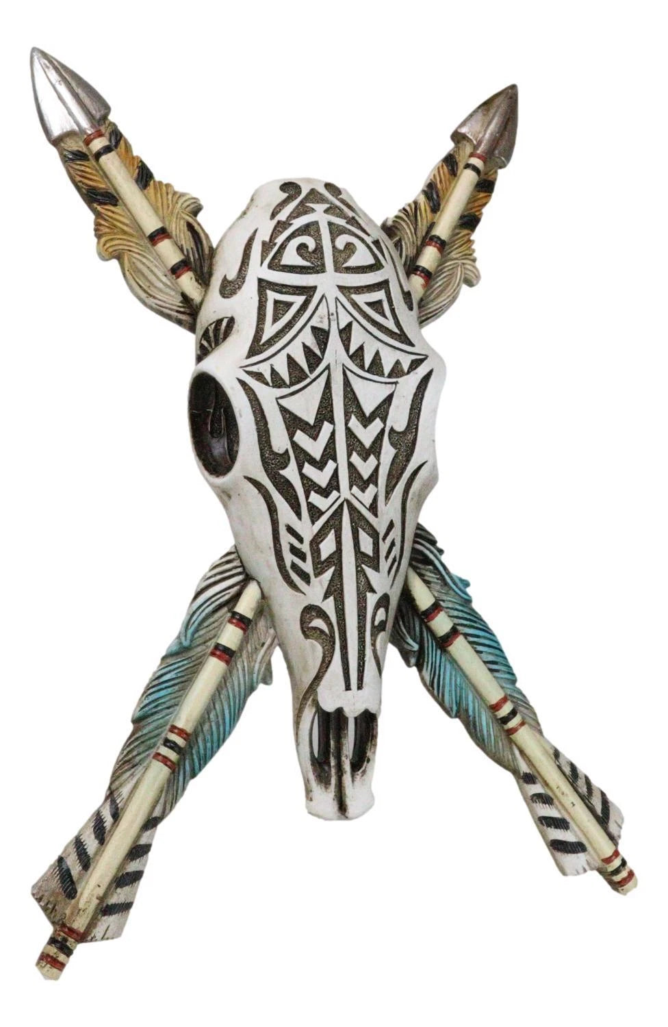 Southwestern Indian Tribal Tooled Tattoo Cow Skull And Crossed Arrows Wall Decor-7
