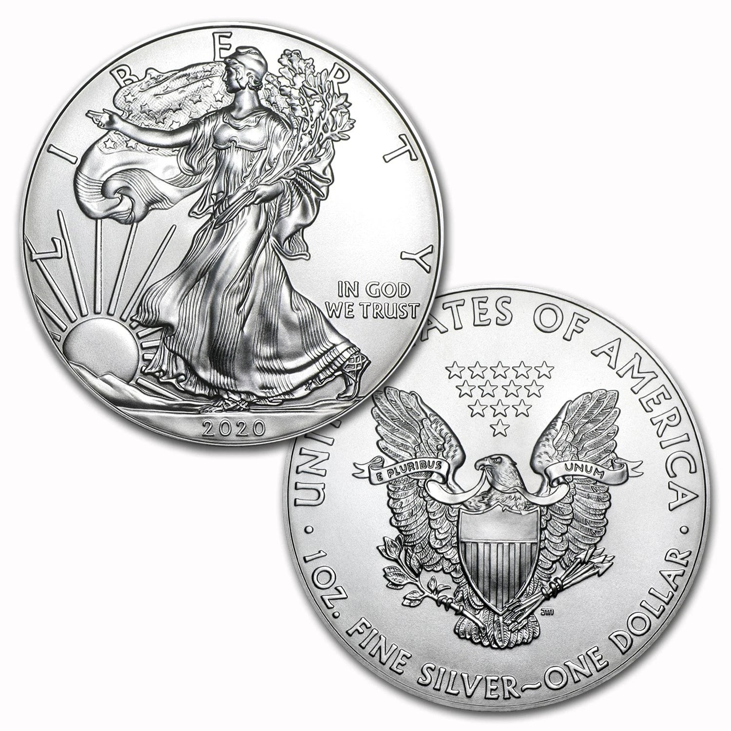 Moneda American Silver Eagle brillante sin circular de $1 de 2020-1