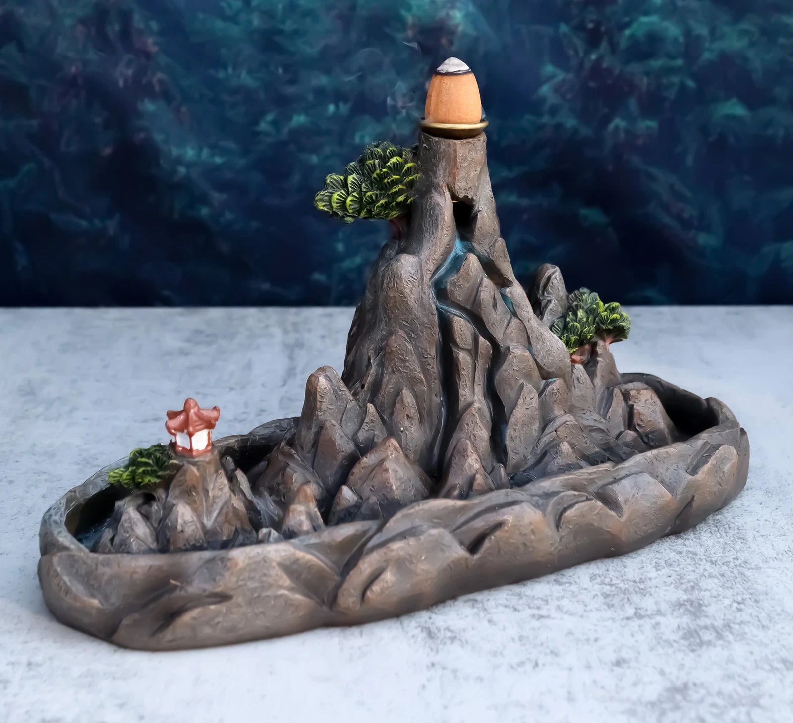 Feng Shui Zen Mountain Range Buddhist Pagoda Temple Backflow Cone Incense Holder-6