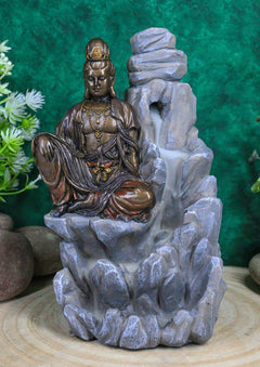 Bodhisattva Kuan Yin Buddha Backflow Incense Burner Statue 7.5"H-2