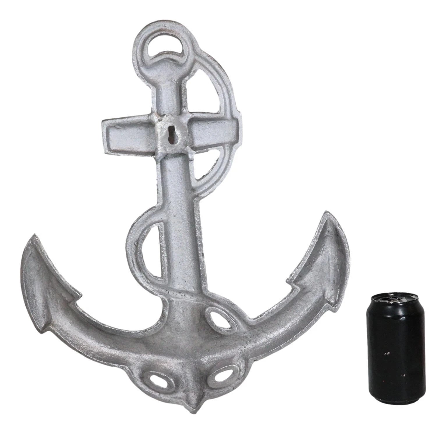 Nautical Ocean Marine Polished Aluminum Metal Ship Anchor Wall Decor Plaque 18"H-10