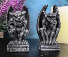 Gothic Notre Dame Guardian Mini Gargoyle Statue Set of 2 Miniature Fairy Garden-1