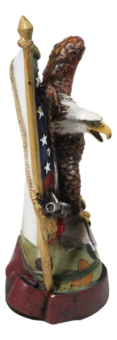 Bald Eagle With Crossed Rifles Soldier Helmet By Star Spangled US Flag Figurine-3